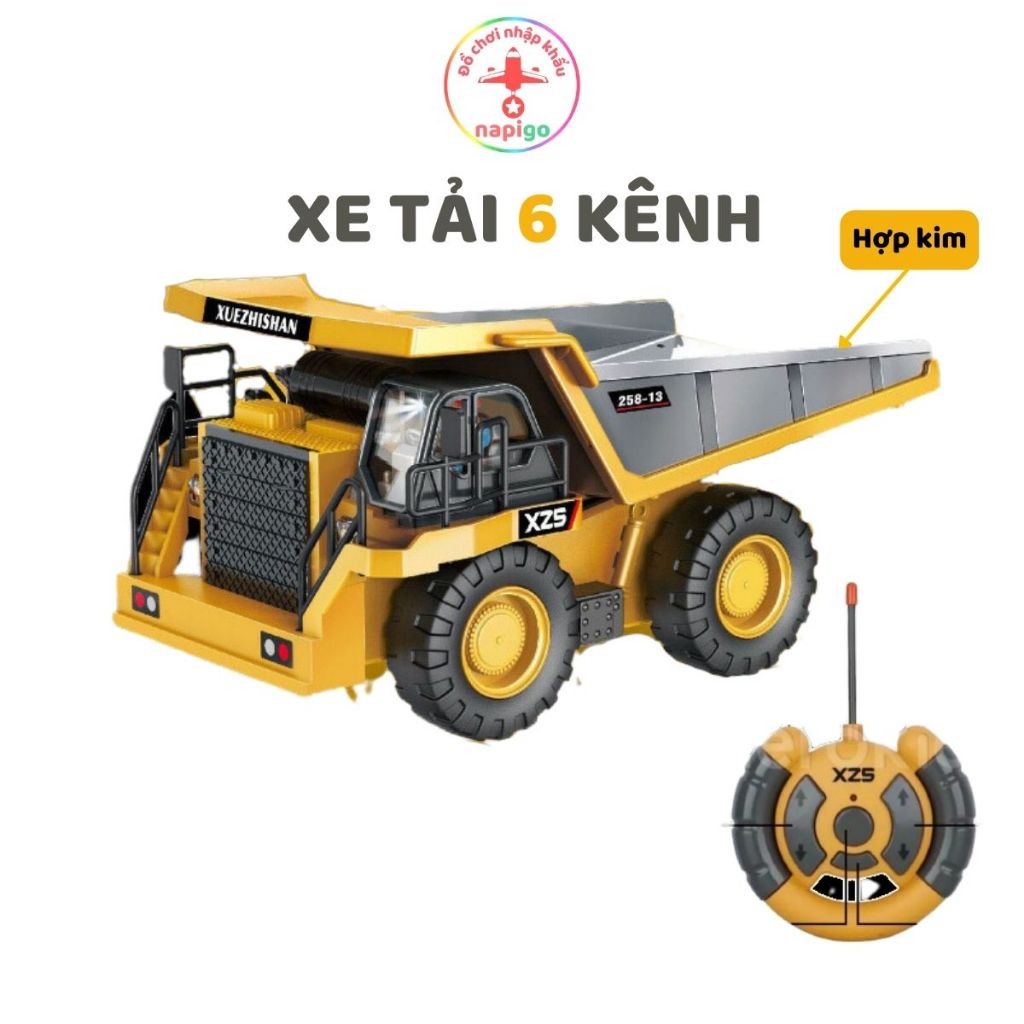 Xe tải điều khiển từ xa YIGONG 9 kênh thùng hợp kim, đồ chơi cho bé, xe công trình NAPIGO