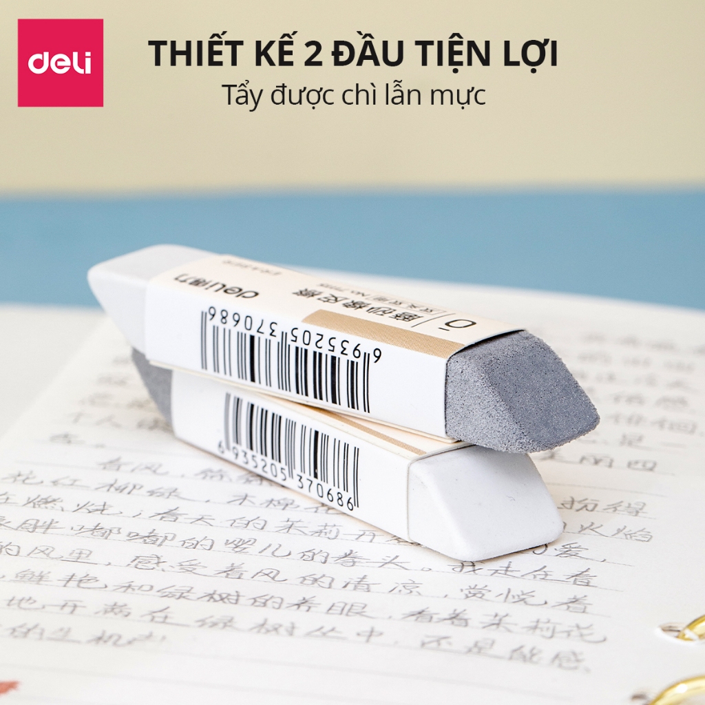 Gôm Tẩy Chì 2 Đầu Deli - Tẩy Xóa Cả Chì 2B HB Sạch Sẽ Ít Vụn Cho Học Sinh Dân Văn Phòng