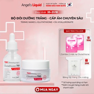 Bộ Đôi Serum, Kem Dưỡng Trắng Da, Cấp Ẩm Đa Tầng Angel’s Liquid Glutathione 700mg + 5% HA Serum 30ml & Cream 50ml