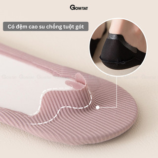 Combo 5 đôi tất đi giày lười nữ GOMTAT, có đệm silicon chống tuột gót, chất liệu cotton êm chân - BUB-KOL-1302-CB5