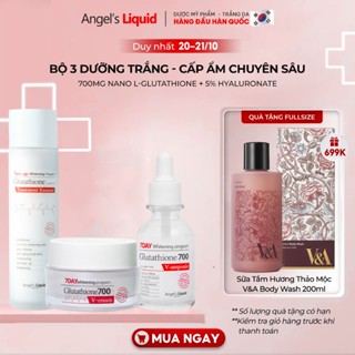 Bộ 3 sản phẩm Nước Thần, Serum, Kem Dưỡng Trắng Cấp Ẩm Đa Tầng Angel’s Liquid Whitening Program Glutathione