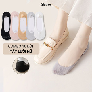 Combo 10 đôi tất nữ lười GOMTAT, có đệm silicon chống tuột gót, chất liệu cotton mềm mại - BUB-KOL-1302-CB10