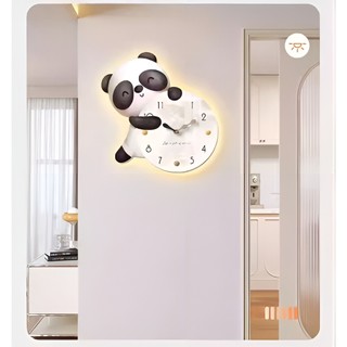 Tranh Đồng Hồ Gấu Trúc 3D Led Treo Phòng Ngủ Cho Bé, Phòng Khách, Quà Tặng Người Thân