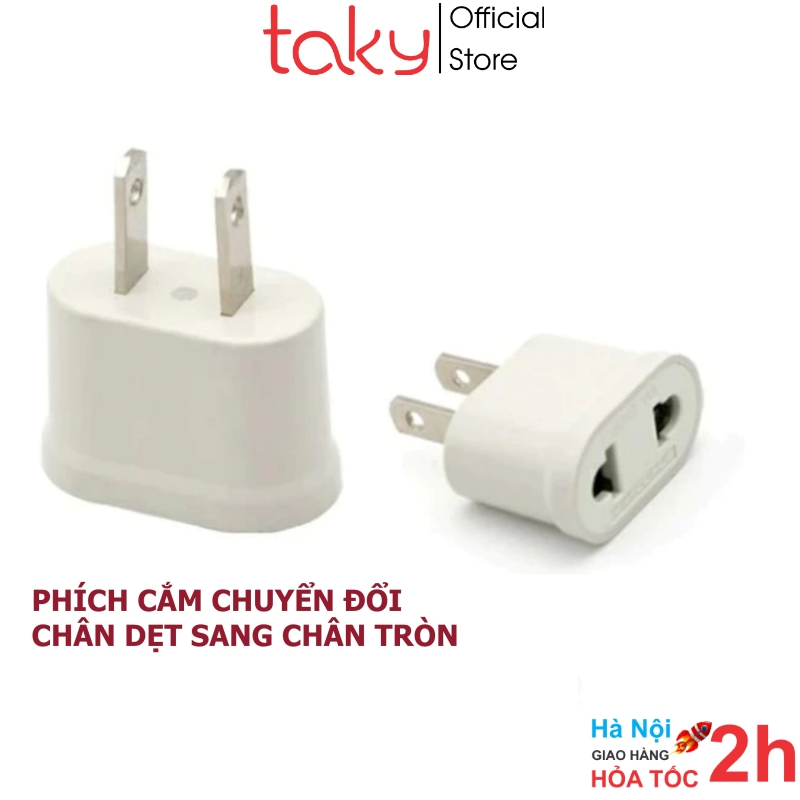 Ảnh Phích Cắm - Taky, Chuyển Đổi Chân Dẹt Sang Chân Tròn, Đầu Chuyển Đổi Phích Điện Nhỏ Gọn, Tiện Dụng. 8601 2