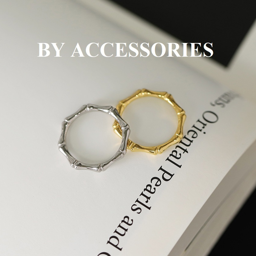 Nhẫn nam nữ unisex titan kiểu đoạn khúc tre nối vòng mạ vàng 18K không gỉ WR2334