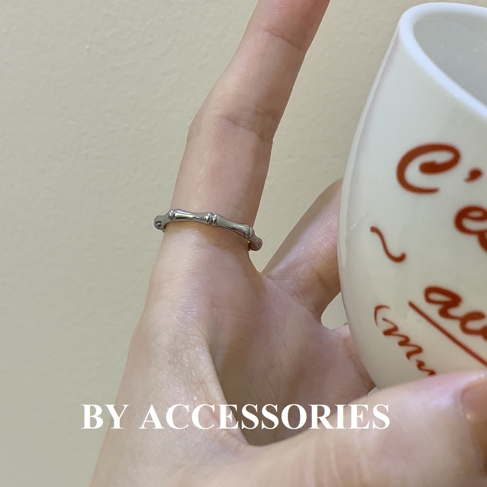 Nhẫn nam nữ unisex titan kiểu đoạn khúc tre nối vòng mạ vàng 18K không gỉ WR2334