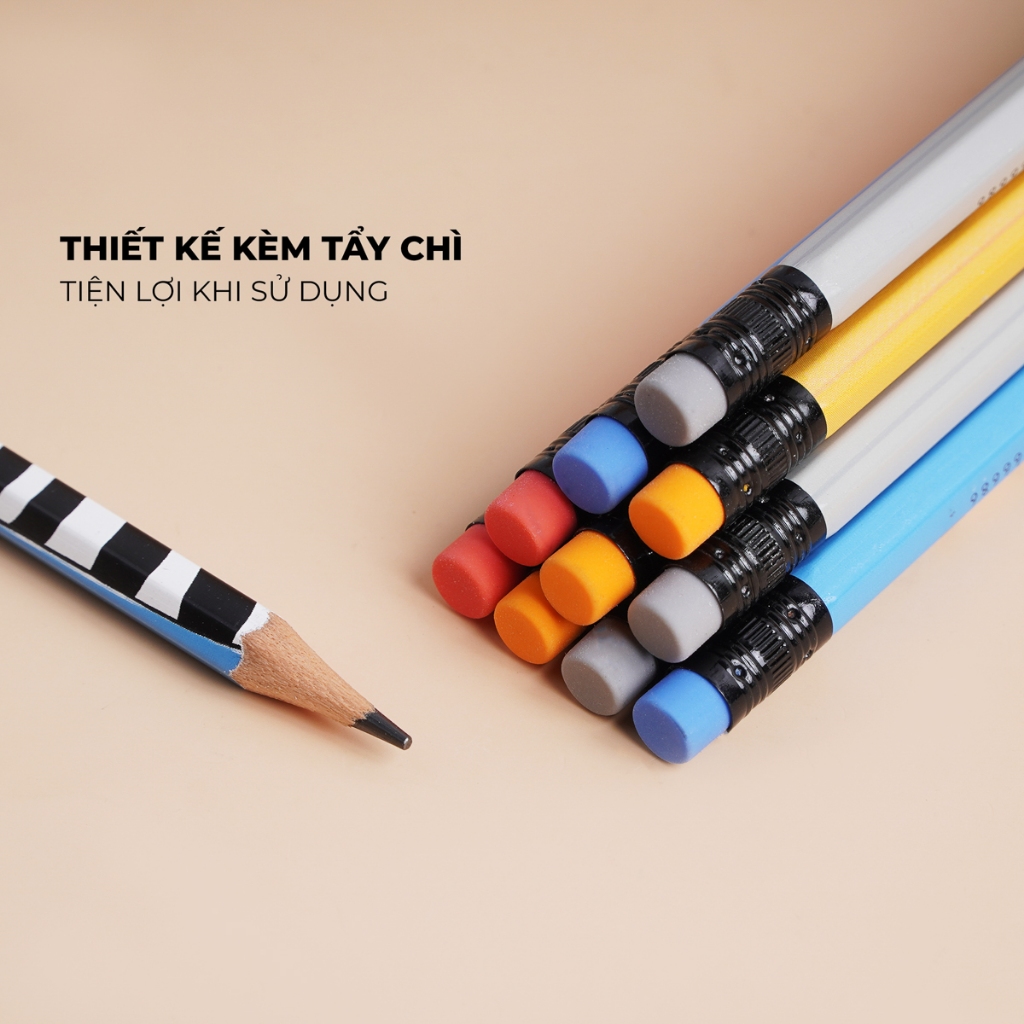 Hộp 12 Bút Chì Gỗ Có Tẩy 2B CLASSMATE Nét Bút Mịn, Ngòi Chắc Chắn, Dùng Để Luyện Chữ Cho Học Sinh PC01-AN