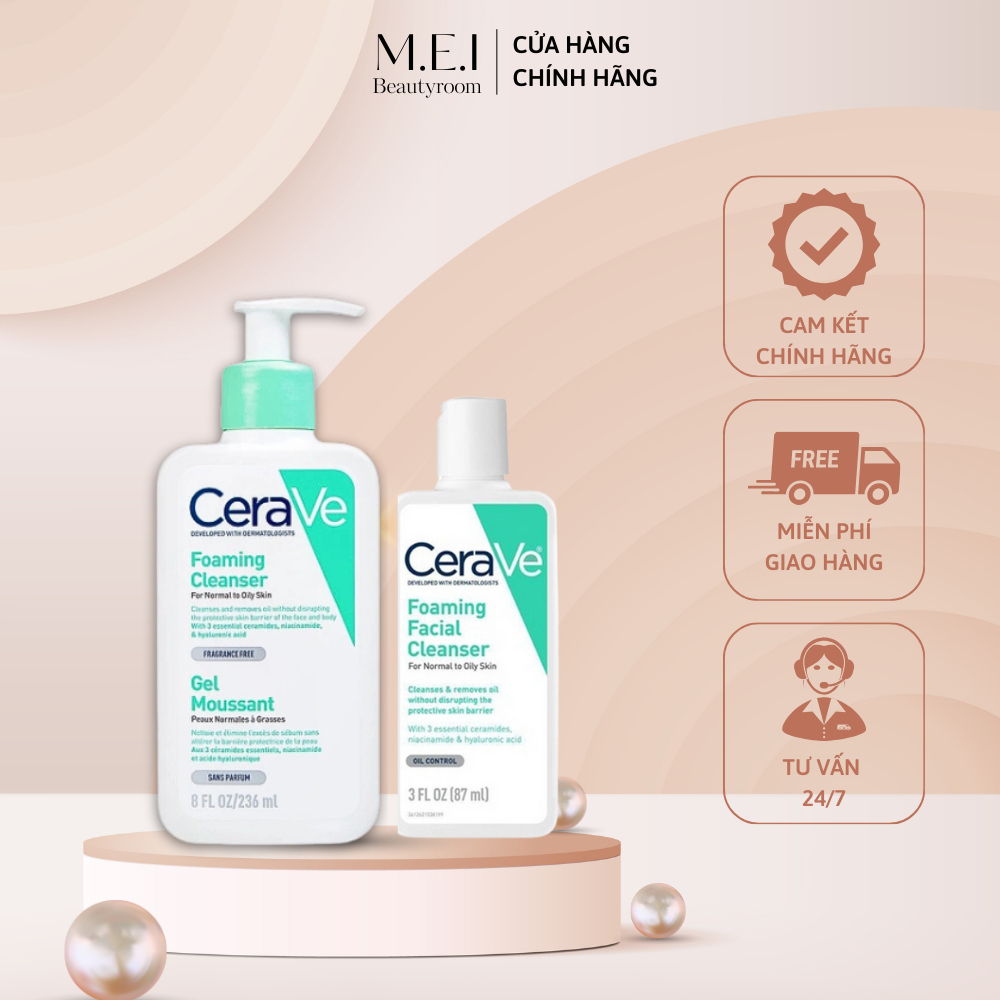 Sữa rửa mặt CeraVe Foaming Facial Cleanser Dành Cho Da Dầu | Shopee ...