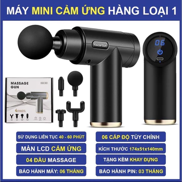 ✔️ Máy massage cầm tay mini - Súng massage đấm lưng mát xa trị liệu cổ vai gáy 4 đầu 6 chế độ, Máy massage cầm tay
