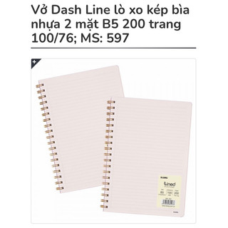 KLONG - Sổ Vở Dash Line lò xo kép bìa nhựa trong A5 và B5 120 - 200 trang 100/76; MS: 596 - 597 - 594 - 595 🐻🌸