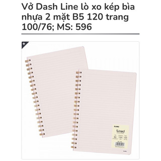 KLONG - Sổ Vở Dash Line lò xo kép bìa nhựa trong A5 và B5 120 - 200 trang 100/76; MS: 596 - 597 - 594 - 595 🐻🌸
