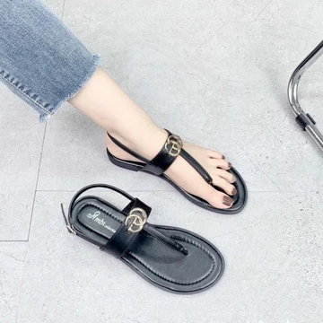 Giày sandal nữ, sandan nữ quai kẹp xỏ ngón đính đá, dép quai hậu nữ đi học đi làm đi chơi đế xẹp quai kẹp thời trang
