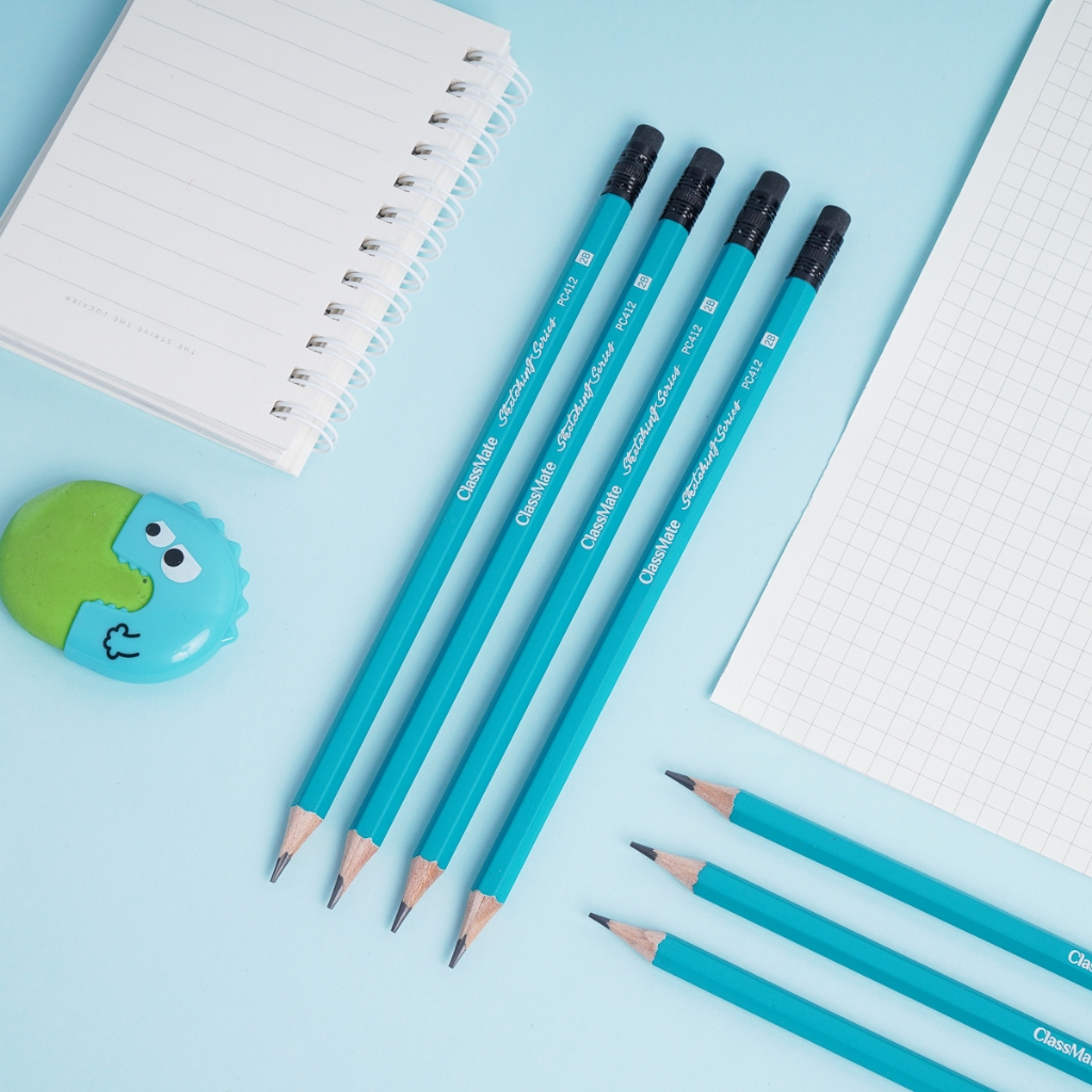 [Tặng Tẩy] Hộp 12 Bút Chì Gỗ Có Tẩy CLASSMATE Viết Chì 2B 4B 6B Nét Bút Mịn, Chì Mềm, Bé Tập Viết, Tô Trắc Nghiệm PC412