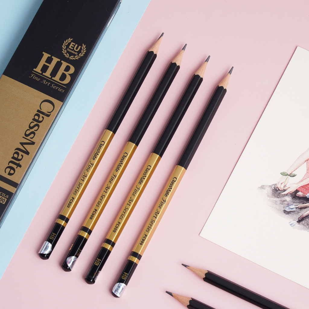 Hộp 12 Bút Chì Gỗ Cao Cấp Fine Art HB CLASSMATE Nét Bút Mịn, Dùng Làm Họa Cụ Chuyên Nghiệp CL-PC900