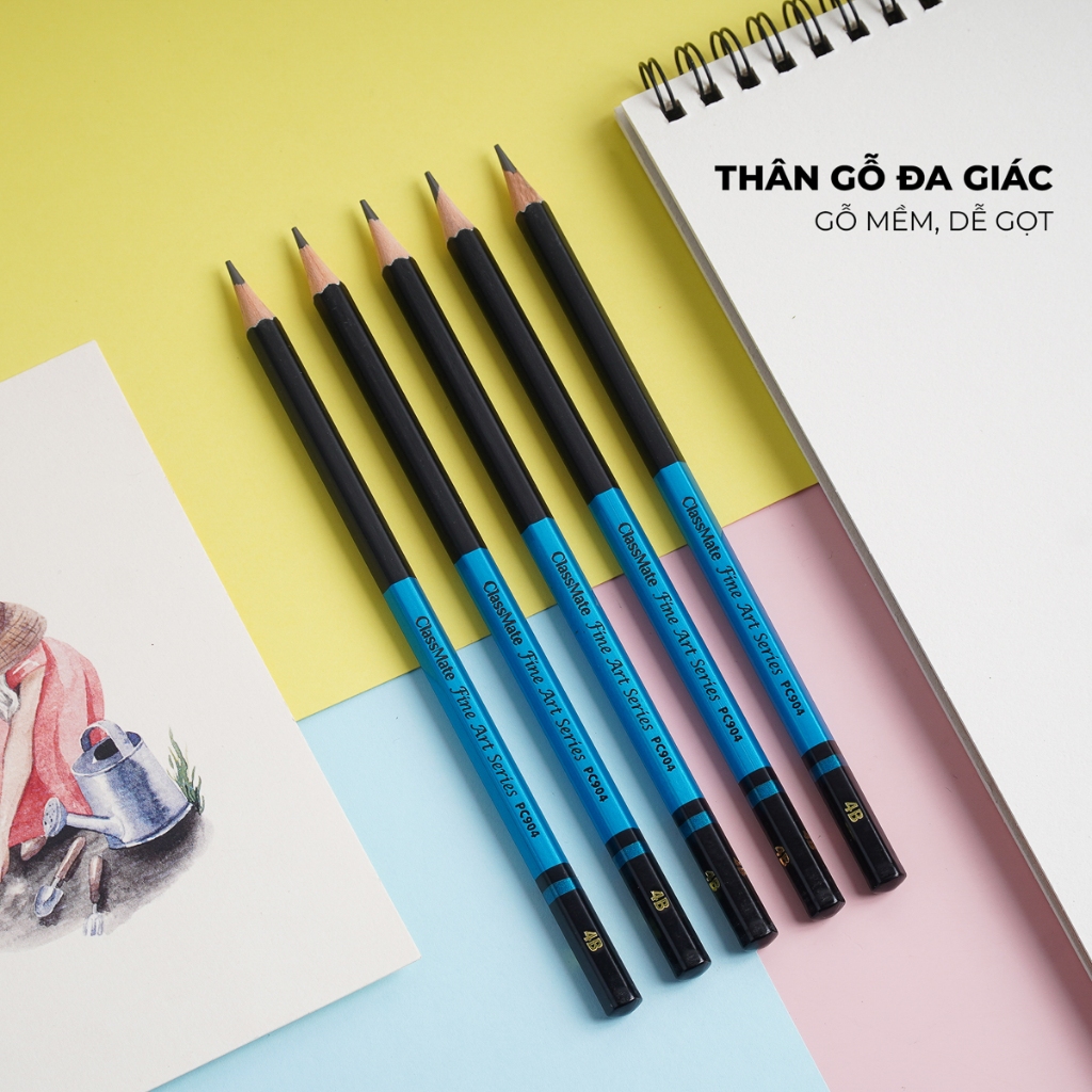 Hộp 12 Bút Chì Gỗ Fine Art 4B CLASSMATE Nét Bút Mịn, Dùng Làm Họa Cụ Vẽ Tranh Chuyên Nghiệp CL-PC904