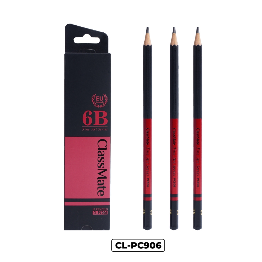 Hộp 12 Bút Chì Gỗ Fine Art 6B CLASSMATE Nét Bút Mịn, Dùng Làm Họa Cụ Vẽ Tranh Chuyên Nghiệp CL-PC906
