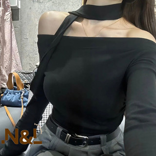 Áo lệch vai, Áo trễ vai có dây thắt nơ chất thun tăm co dãn 4 chiều, cực tôn dáng