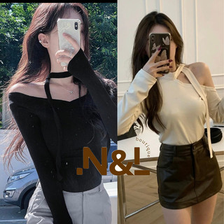 Áo lệch vai, Áo trễ vai có dây thắt nơ chất thun tăm co dãn 4 chiều, cực tôn dáng