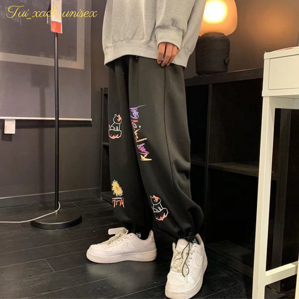 [MẪU MỚI] Quần dài Jogger Nam Nữ in hoa ZUMBIE từ 40- 70kg Lai rút form rộng, kiểu dáng thể thao, năng động - unisex SSL