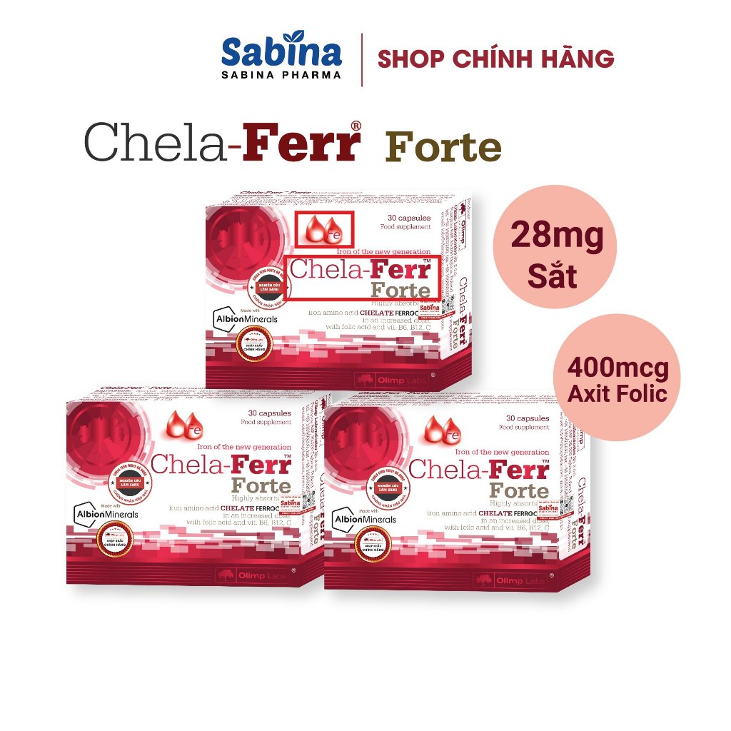 Ảnh 3h sắt Chela-Ferr® Forte- Olimp Labs-Thực phẩm bảo vệ sức khỏe hỗ trợ bổ sung sắt acidfolic cho bà bầu và sau sinh 11,4g 1