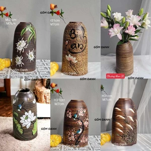 bình chuông thon cắm hoa các loại đào, sen, ly, cúc.. gốm Bát Tràng cao cấp