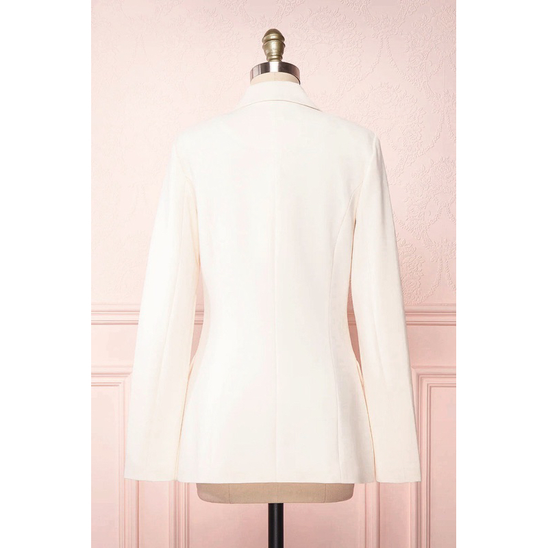 Set Áo blazer nữ & Quần [MAY THEO SỐ ĐO] - chất liệu cao cấp, 2 lớp, lót lụa mềm, màu trắng form ôm nhẹ