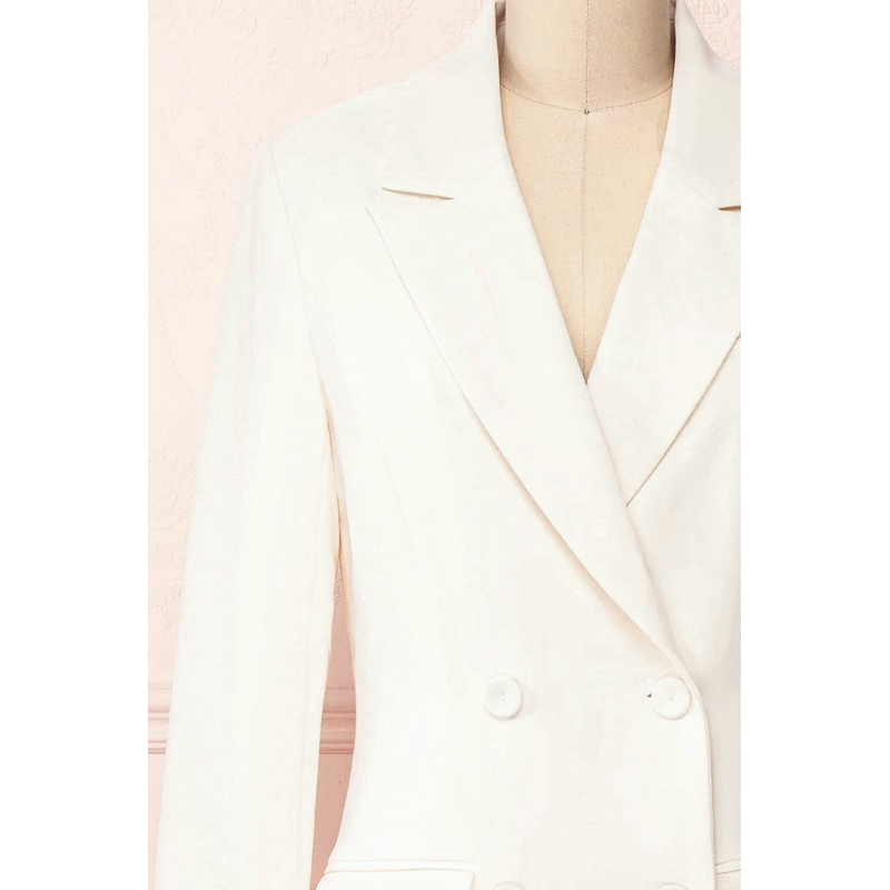 Set Áo blazer nữ & Quần [MAY THEO SỐ ĐO] - chất liệu cao cấp, 2 lớp, lót lụa mềm, màu trắng form ôm nhẹ