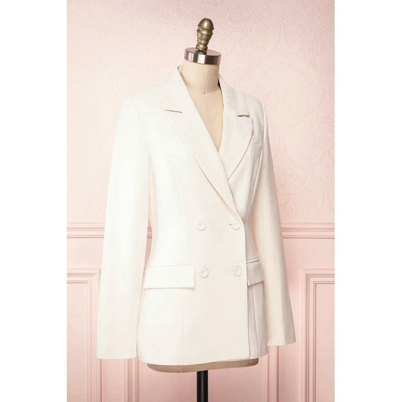 Set Áo blazer nữ & Quần [MAY THEO SỐ ĐO] - chất liệu cao cấp, 2 lớp, lót lụa mềm, màu trắng form ôm nhẹ