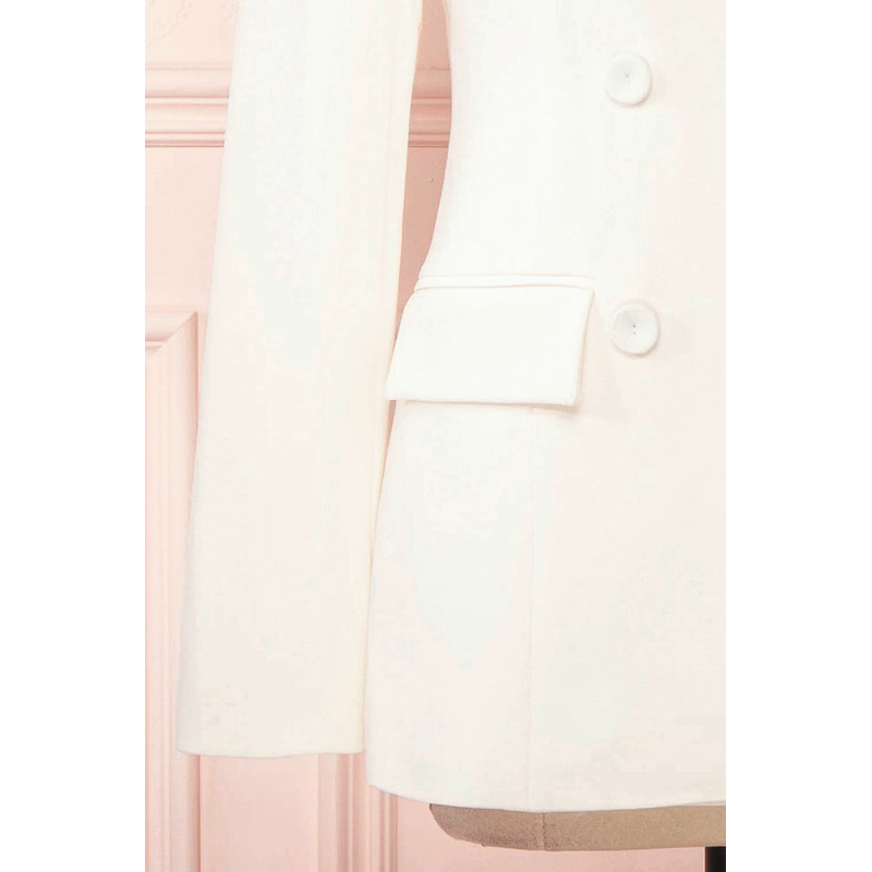 Set Áo blazer nữ & Quần [MAY THEO SỐ ĐO] - chất liệu cao cấp, 2 lớp, lót lụa mềm, màu trắng form ôm nhẹ