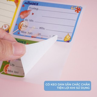 Nhãn Vở Có Keo Dán Sẵn MONDEZ Thiết Kế Hình Candy Dễ Thương, Chất Liệu Giấy Bóng Nổi Bật, Bám Dính Tốt M90004 (40x70mm)