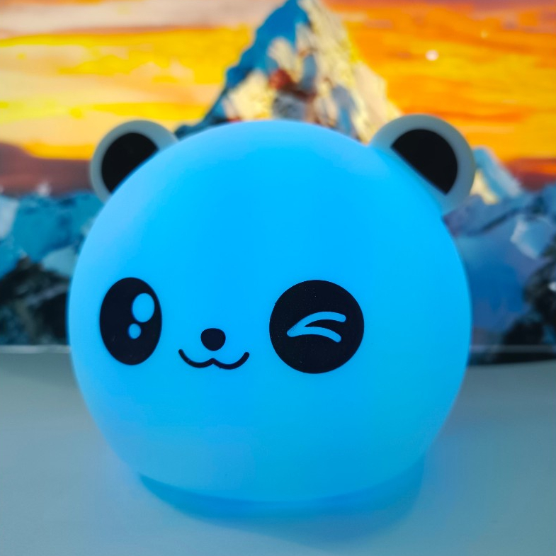 Đèn ngủ silicone Panda cảm ứng, sạc USB chuyển 7 màu
