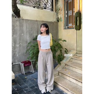 Quần tây suông trơn dài ống rộng nữ MAXINE nhiennhienvintage NQT00002