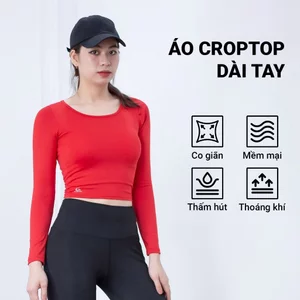 Áo thể thao Gladimax Croptop Dài Tay chất thun co giãn mặc tập gym, yoga , aerobic... (C12)