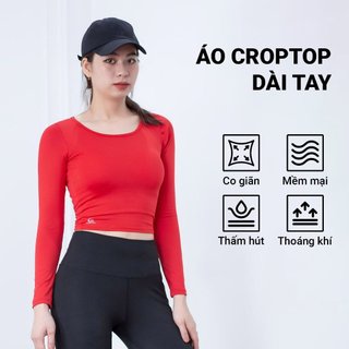 Áo thể thao Gladimax Croptop Dài Tay chất thun co giãn mặc tập gym, yoga , aerobic... (C12)