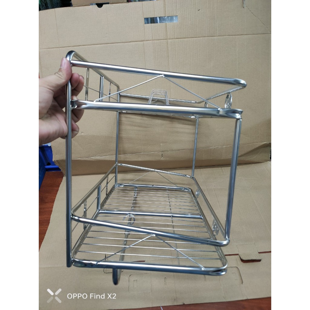 [Treo] Kệ úp chén bát inox treo 2 tầng - Có móc treo nồi | Shopee Việt Nam