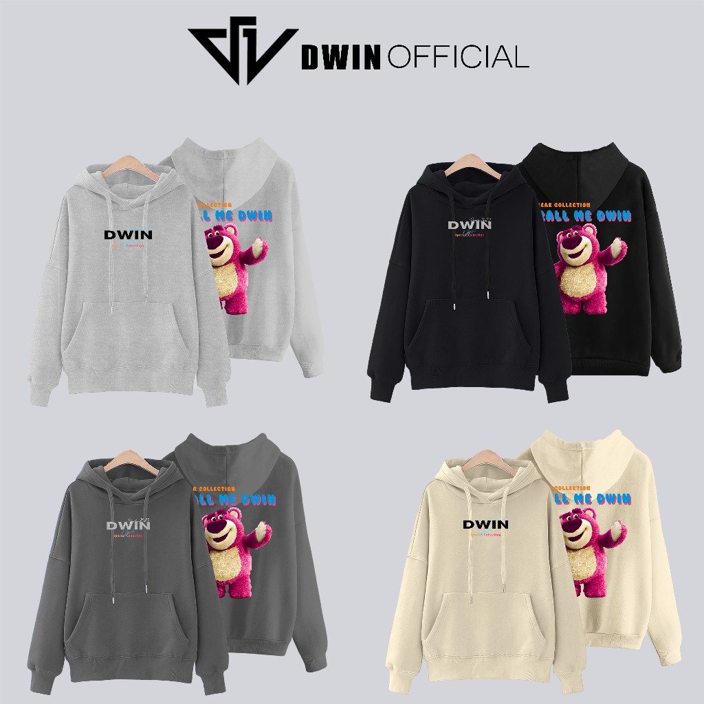 Áo Hoodie Gấu Lotso nỉ Unisex DWIN basic Nam Nữ form rộng oversize local brand SP00063