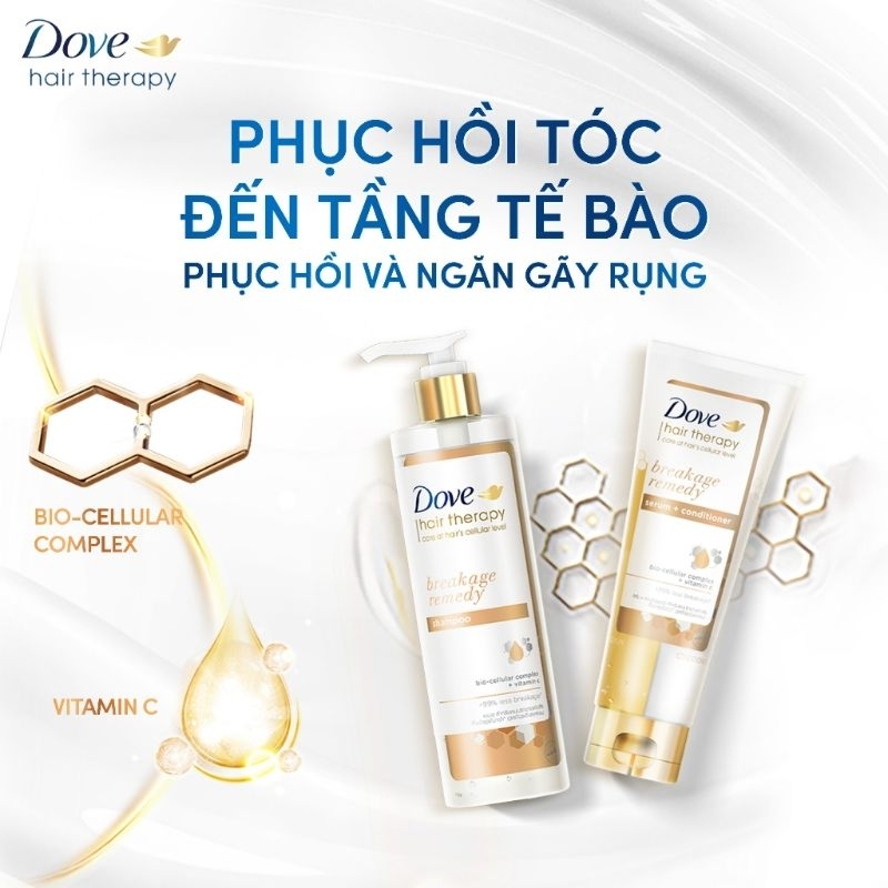 Dầu gội / kem xả serum Dove Hair Therapy ngăn gãy rụng và ngăn lão hóa 380ml/230ml  | Shopee Việt Nam