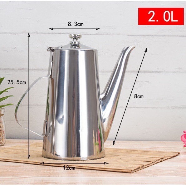Ấm inox dung tích 2 lít dáng cao - cao cấp - đựng trà - cà phê - nước lọc nhà hàng