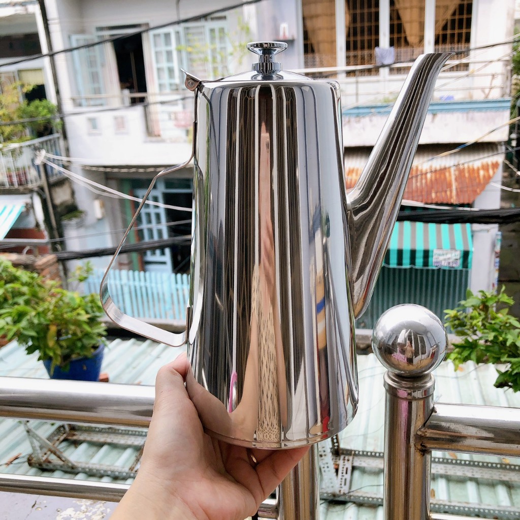Ấm inox dung tích 2 lít dáng cao - cao cấp - đựng trà - cà phê - nước lọc nhà hàng