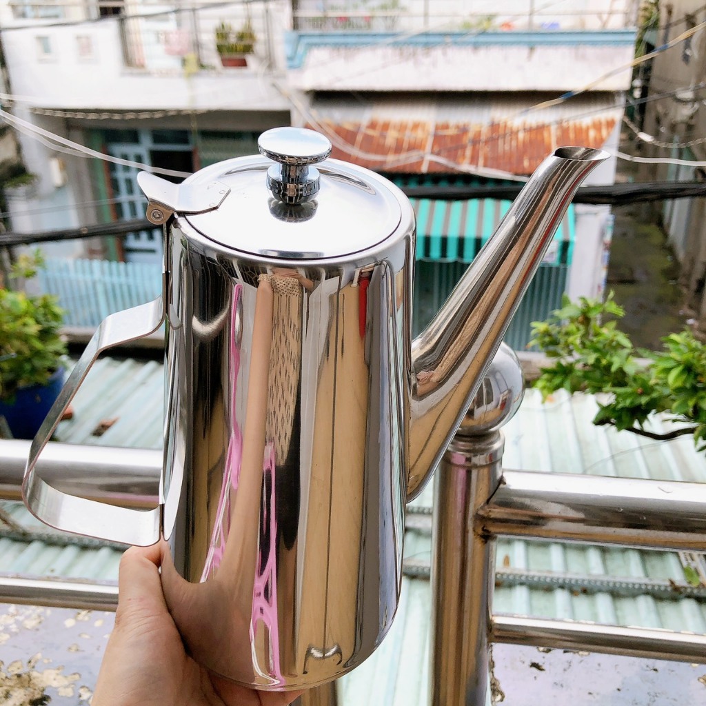 Ấm inox dung tích 2 lít dáng cao - cao cấp - đựng trà - cà phê - nước lọc nhà hàng