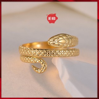 Nhẫn titan hình rắn độc đáo không đen Trang sức Bé Heo BHN140