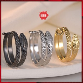Nhẫn titan hình rắn độc đáo không đen Trang sức Bé Heo BHN140