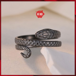 Nhẫn titan hình rắn độc đáo không đen Trang sức Bé Heo BHN140