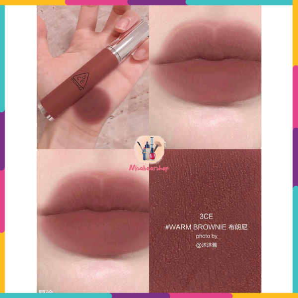 Son Kem 3ce Hazy Lip Clay 4g Warm Brownie Nâu Đất Trendy Siêu Tôn Da