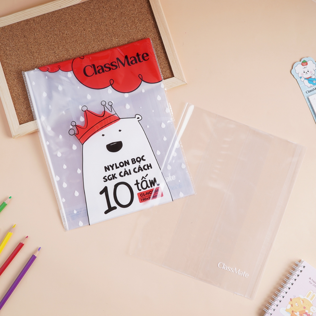Bọc Sách Giáo Khoa Cải Cách ClassMate Nhựa Trong, Bền, Chống Thấm Dùng Cho Sách Có Kích Thước 19x26.5cm NC204 (10Tờ/Túi)
