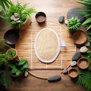 Bông Tắm Xơ Mướp Tự Nhiên Ovan Cỡ Lớn, Sơ Mướp Tắm Tẩy Tế Bào Chết, Chà Lưng, Xuất Khẩu