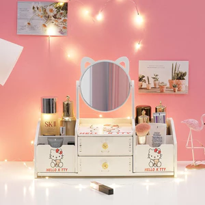 Kệ Mỹ Phẩm Kệ Trang Điểm Gương Mèo 2 Ngăn Kéo,Kèm 4 Ngăn Sườn Sang Trọng Dễ Dàng lắp đặt
