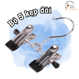 Bộ 5 móc kẹp đôi đa năng, móc treo đôi tất, đôi gang tay, đôi ủng chất liệu thép không gỉ