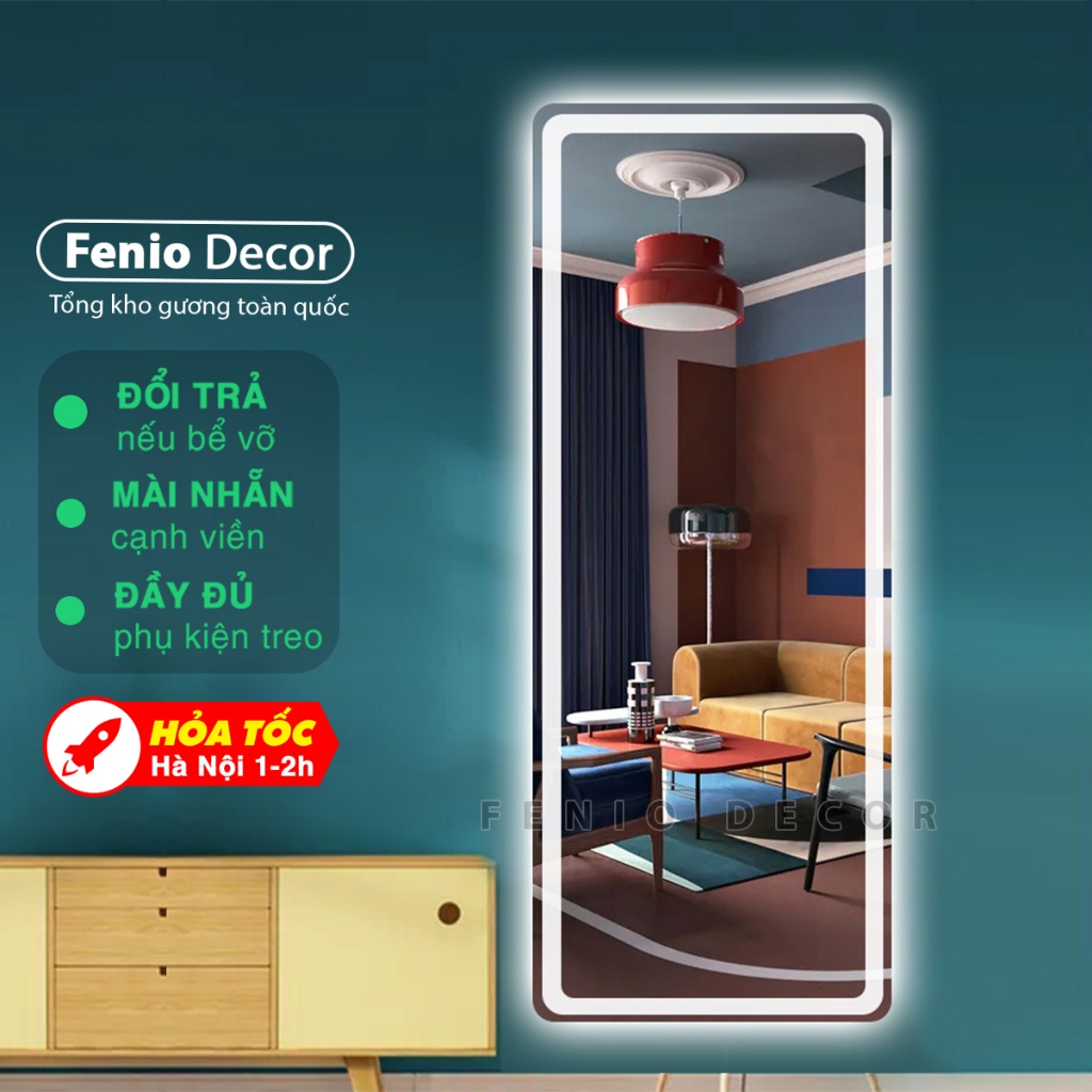 Ảnh Gương led cảm ứng soi toàn thân FENIO Decor hình chữ nhật có đèn led 3 màu 4