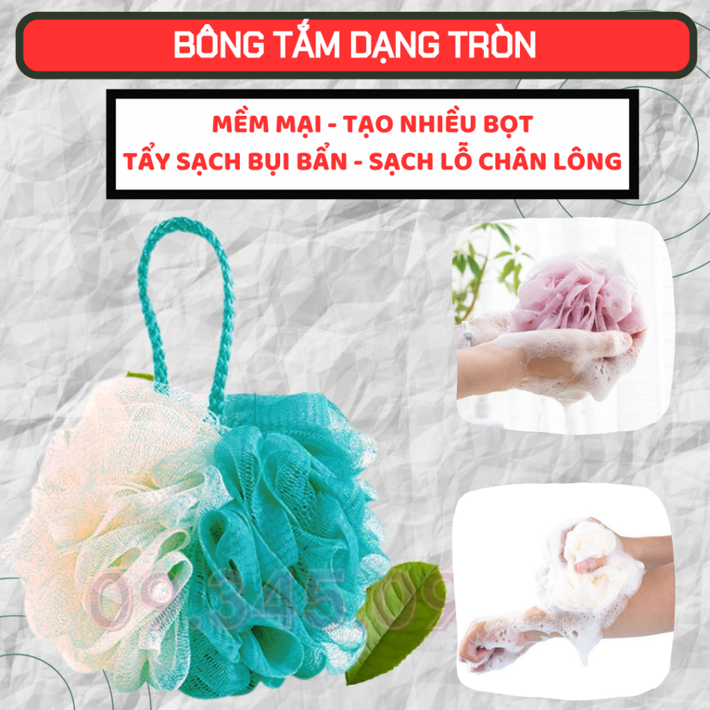 Bông Tắm Dạng Tròn Size 20*20cm Siêu Mềm Mịn, bông tắm lưới tạo bọt